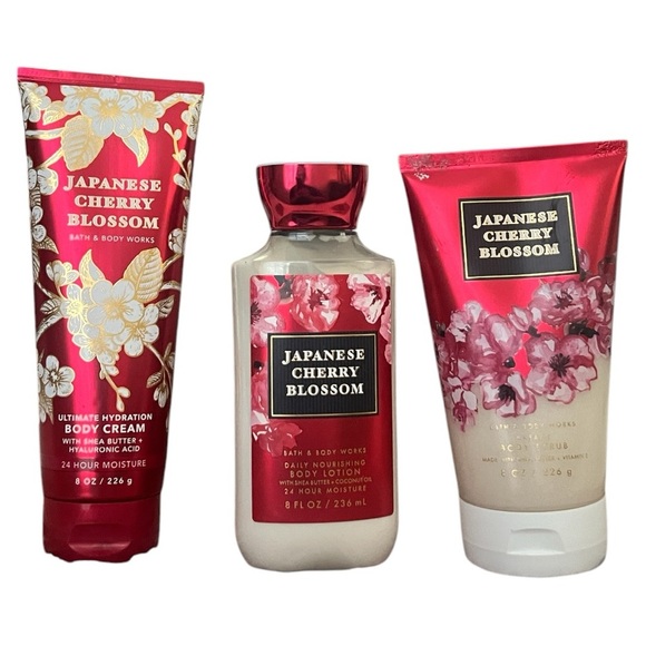 Japanese Cherry Blossom Bath & Body Set - Red - Picture 1 of 8